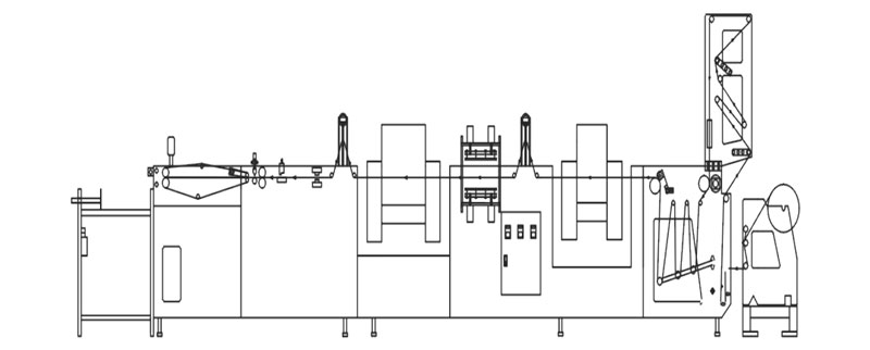 Máquina de confecção de sacola multifuncional automática controlada por computador.